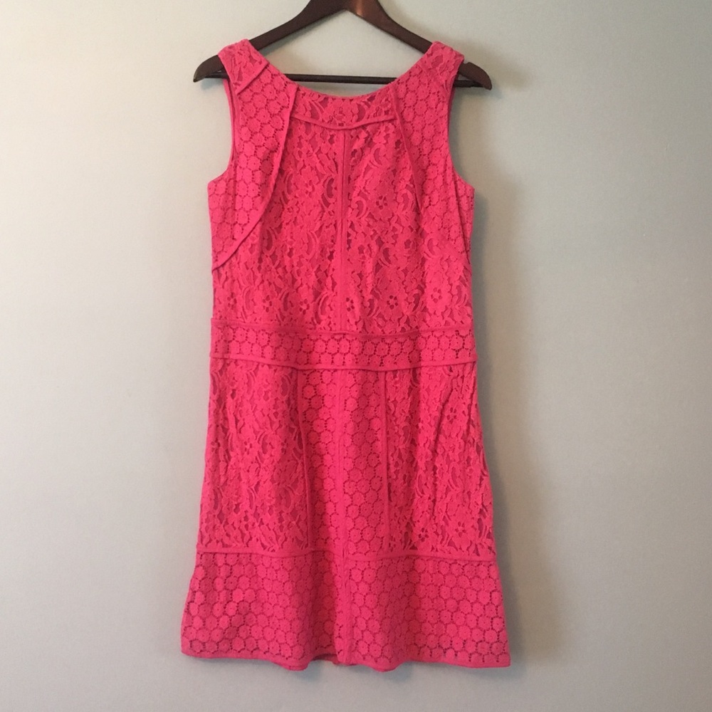 NWT Adrianna Papell hot pink lace shift dress